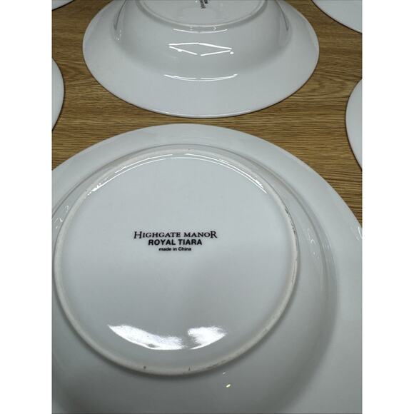 Highgate Manor Royal Tiara Red & Gold Diamond 8.5” Rimmed Soup Bowl~7 Pc Set - Picture 8 of 8